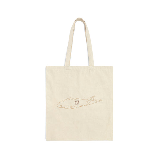 Long Island Love -  Map Heart - Cotton Canvas Tote Bag