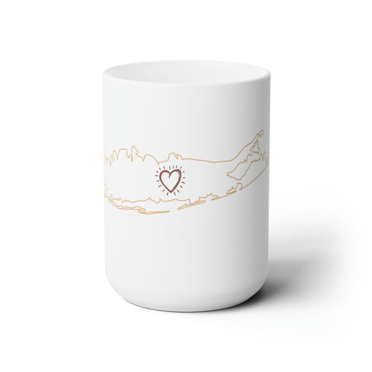 Long Island Love -  Map Heart - Ceramic Mug 15oz