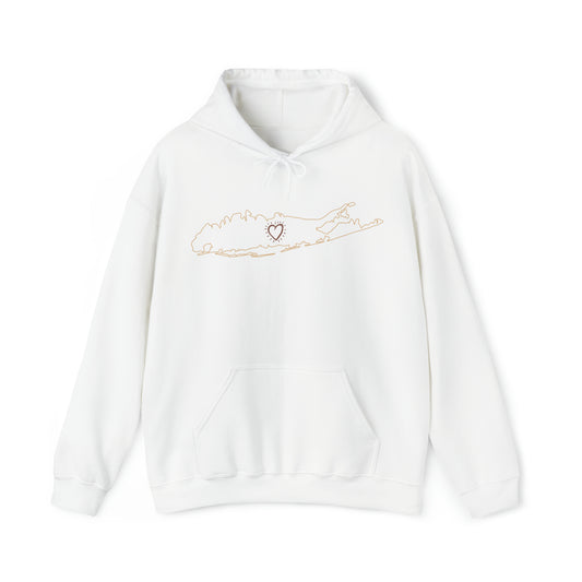 Long Island Love -  Map Heart - Hooded Sweatshirt