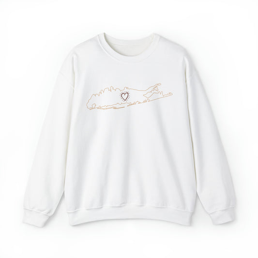 Long Island Love - Map Heart - Crewneck Sweatshirt