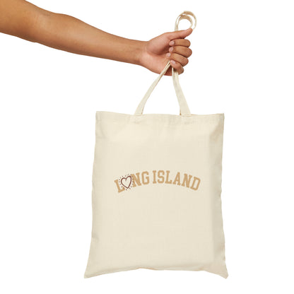 Long Island Love -  Collegiate Heart - Cotton Canvas Tote Bag
