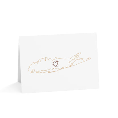 Long Island Love - Map Heart - Greeting Cards (10pcs)