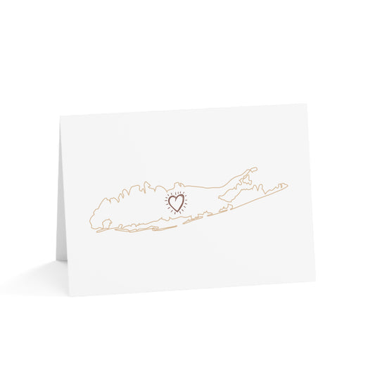 Long Island Love - Map Heart - Greeting Cards (10pcs)