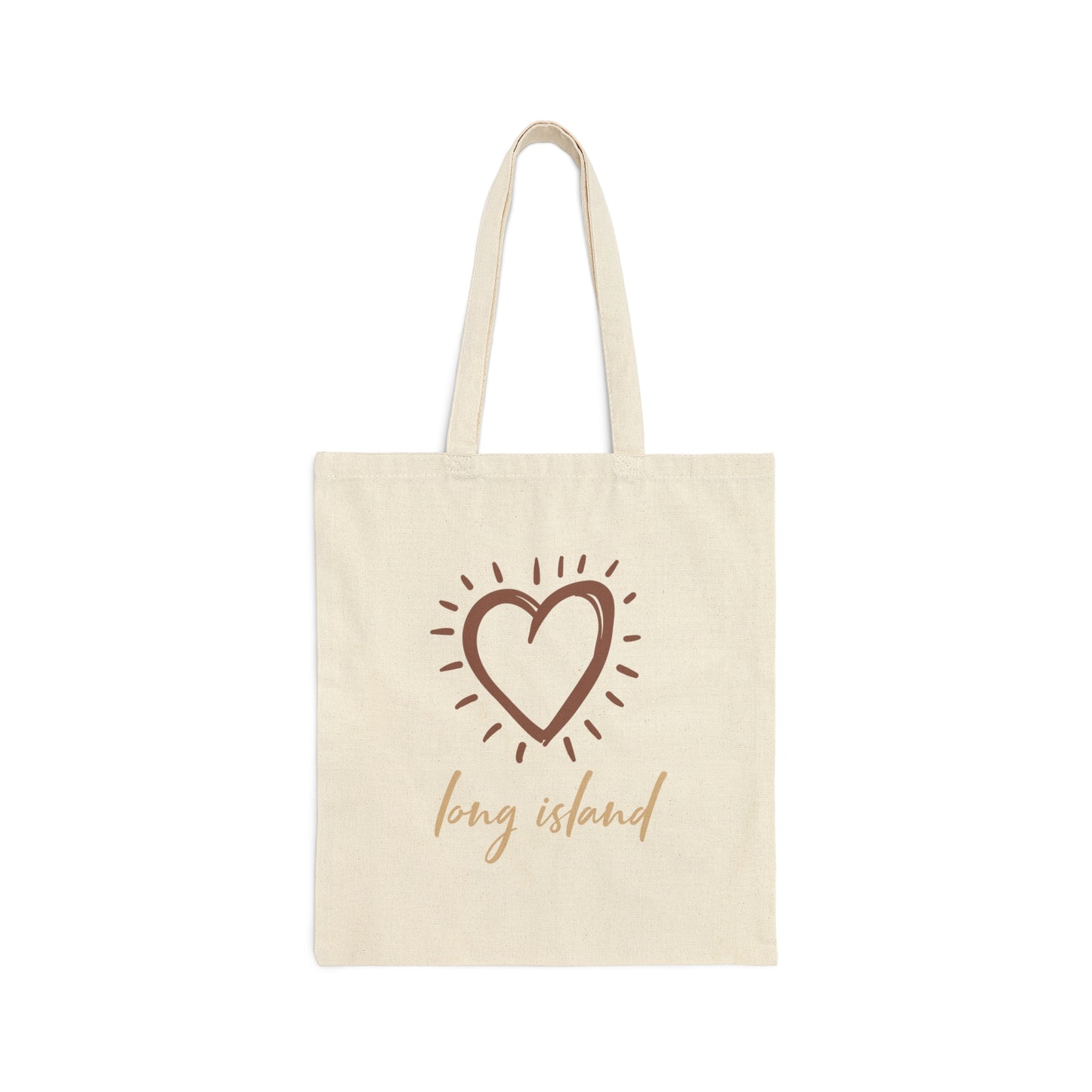 Long Island Love -  Large Heart - Cotton Canvas Tote Bag