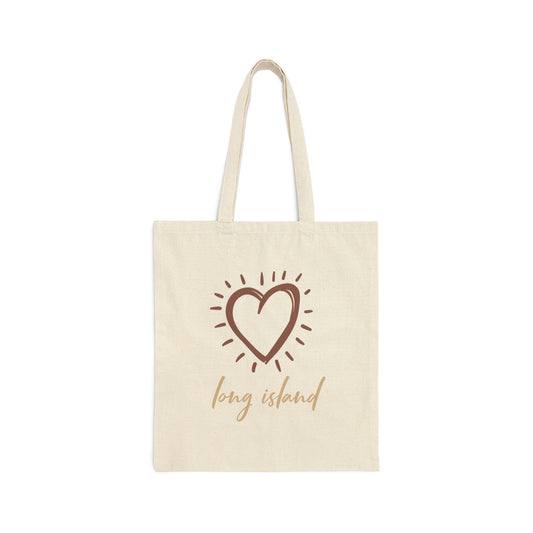 Long Island Love -  Large Heart - Cotton Canvas Tote Bag